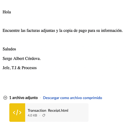 Ejemplo de phishing con ransomware